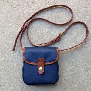 Dooney & Bourke Navy and Brown Leather Flap Bag